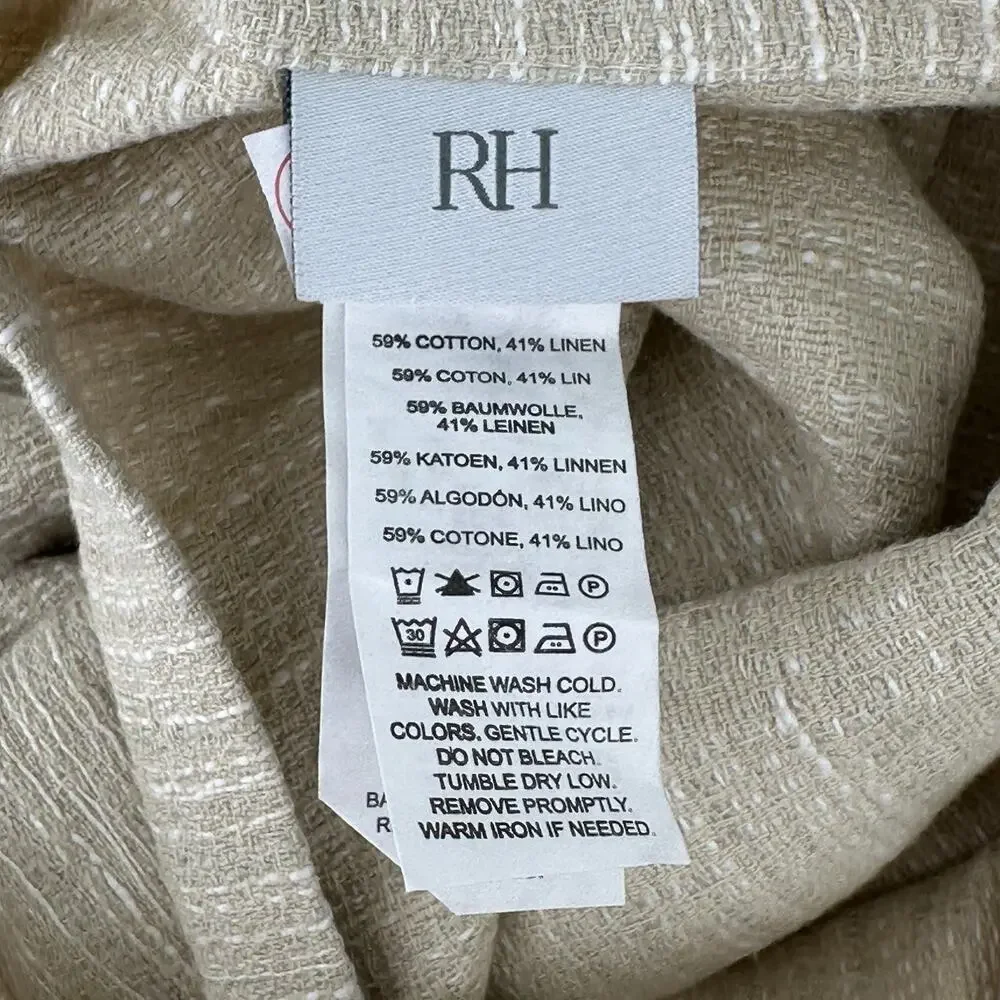 Restoration Hardware Striated Cotton Linen Pillow Sham King Size Sand